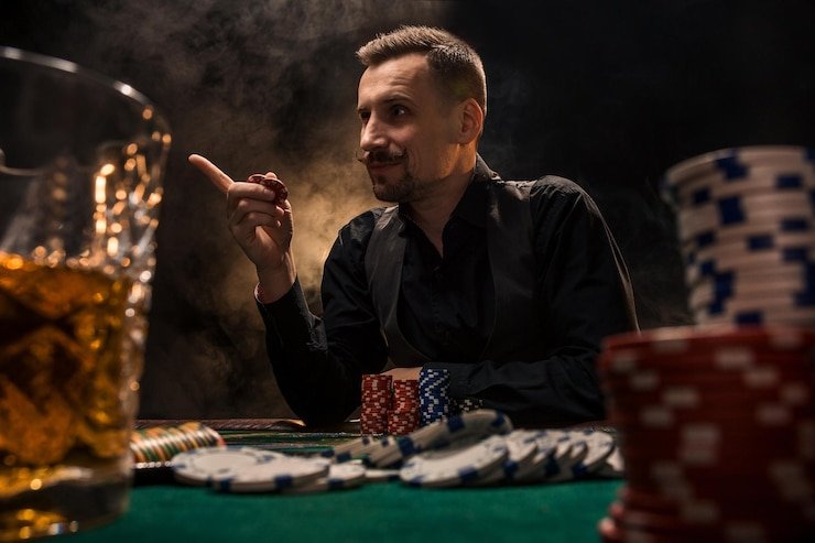 Visualisasi permainan blackjack live dengan dealer dan kartu di meja